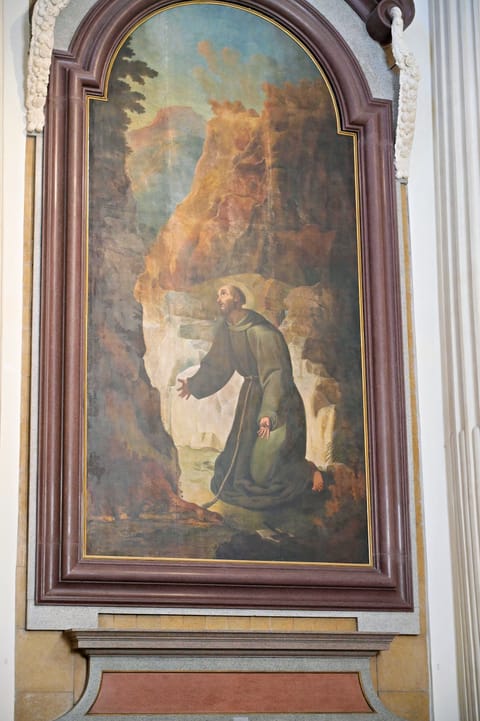 Dettaglio del dipinto S. Francesco in orazione di Francesco Pizzoni